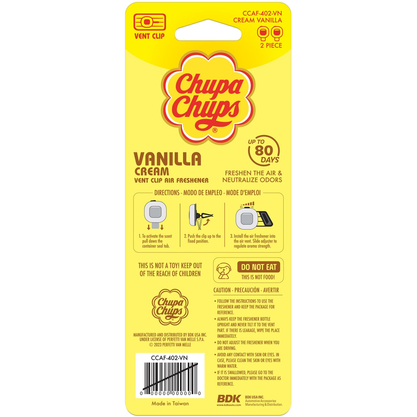 Chupa Chups Vent Clip Air Fresheners - Vanilla Cream