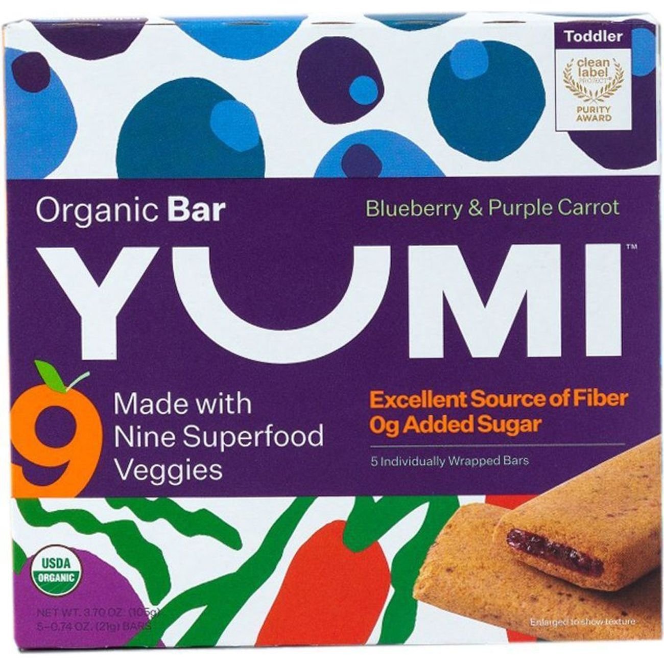 Yumi Organic Toddler Bar - Blueberry & Purple Carrot