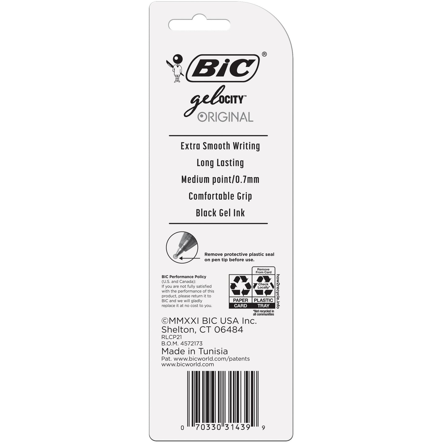 BIC Gel-ocity Original 0.7mm Gel Pens - Black Ink