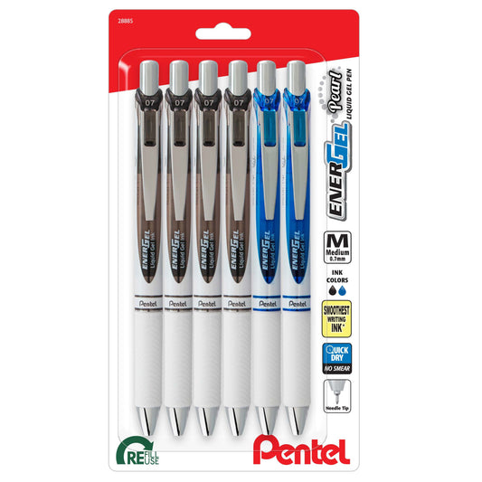 Pentel EnerGel Pearl 0.7mm Gel Pens - Assorted Ink