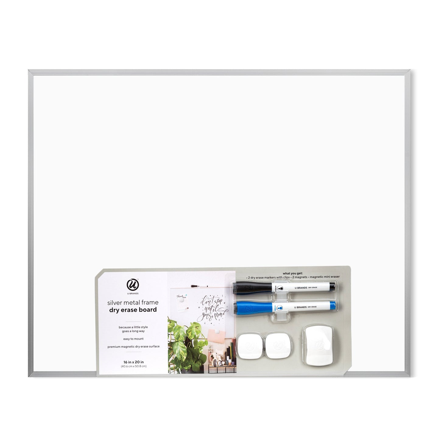 U Brands Metal Frame Dry Erase Board