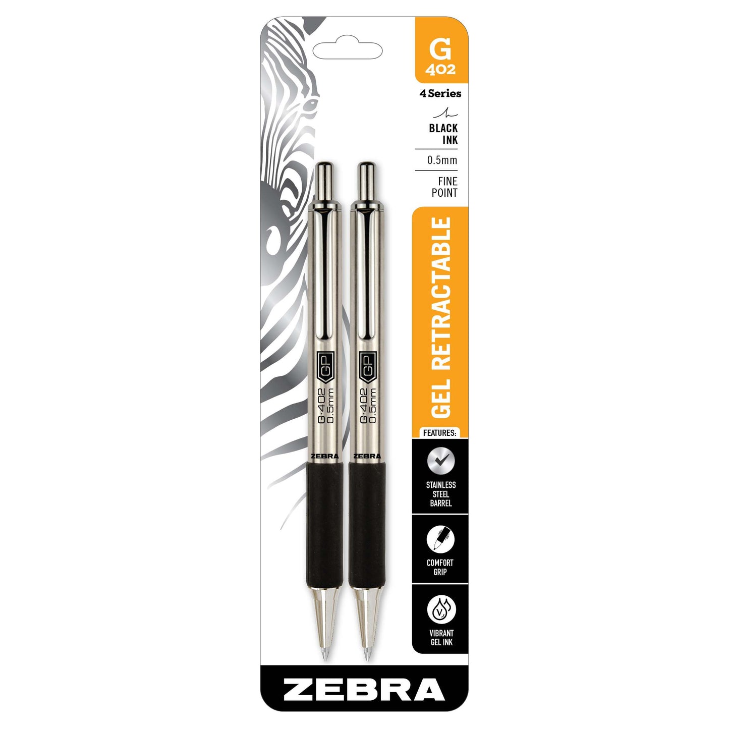 Zebra G-402 0.5mm Retractable Gel Pens - Black Ink
