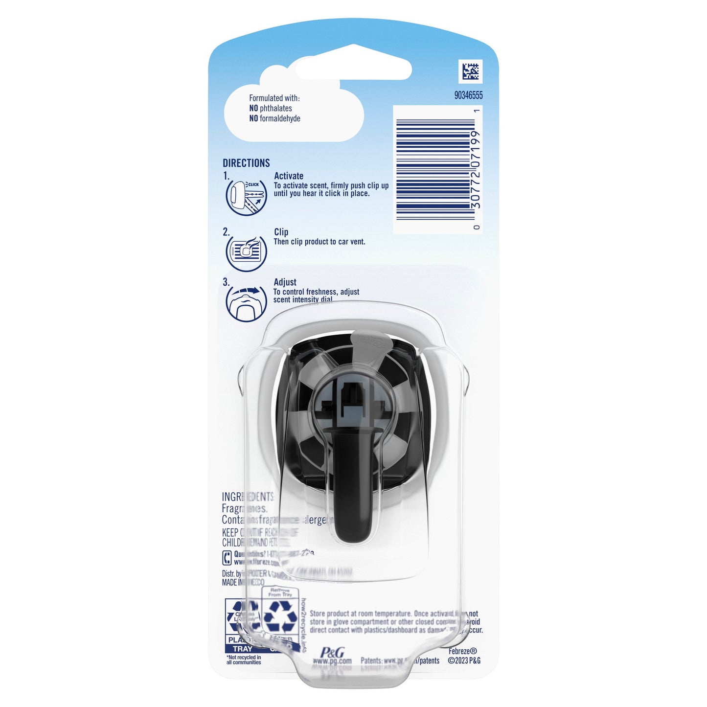 Febreze Auto Vent Clip Air Freshener - Noir
