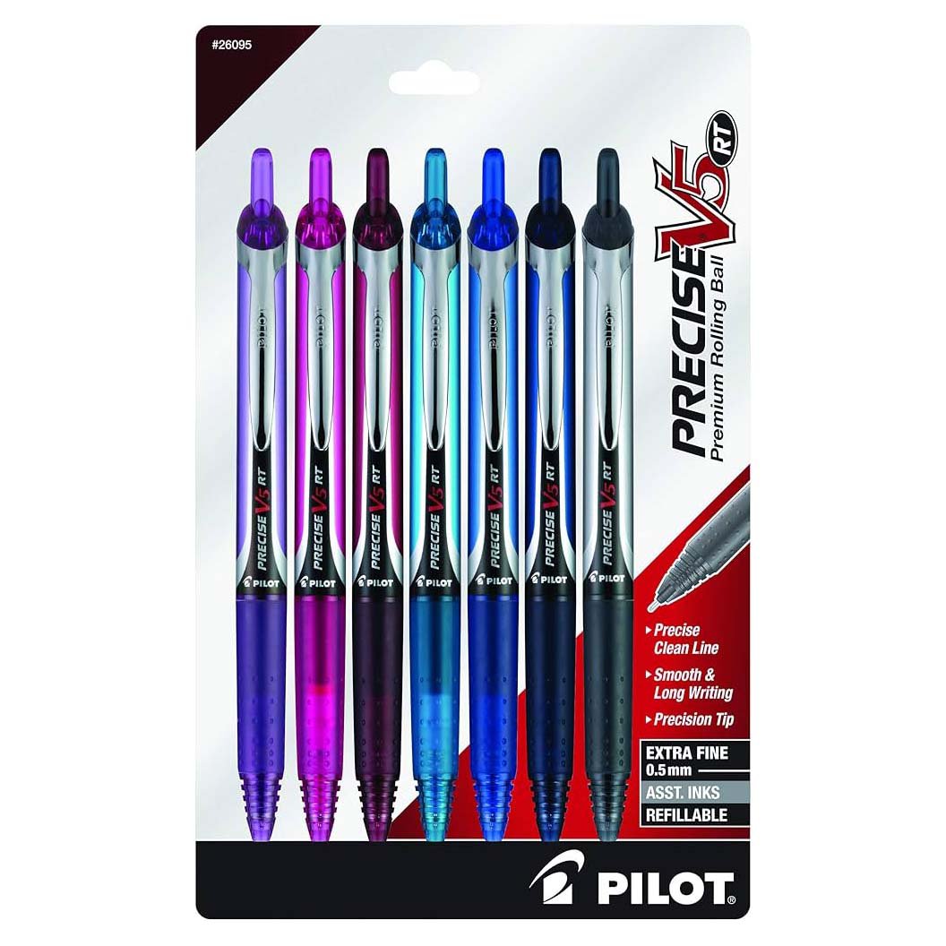 Pilot Precise V5 RT 0.5mm Rolling Ball Pens - Assorted Ink