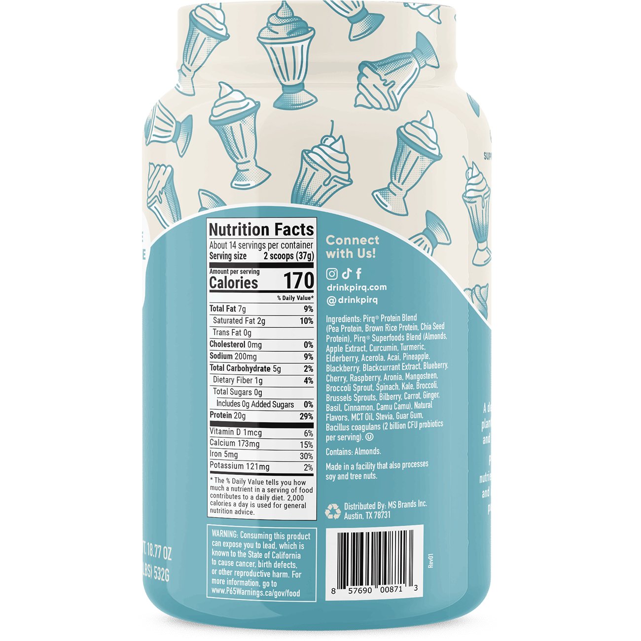 Pirq 20g Plant Protein Powder + Superfoods & Probiotics - Vanilla