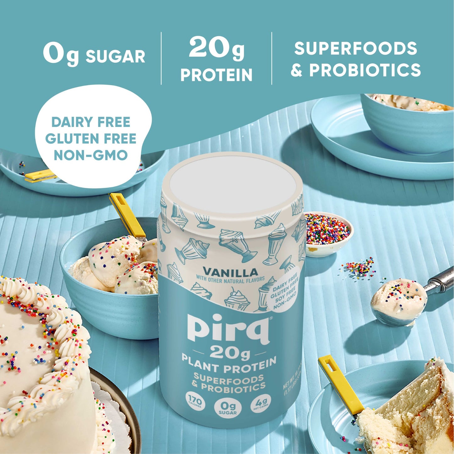 Pirq 20g Plant Protein Powder + Superfoods & Probiotics - Vanilla