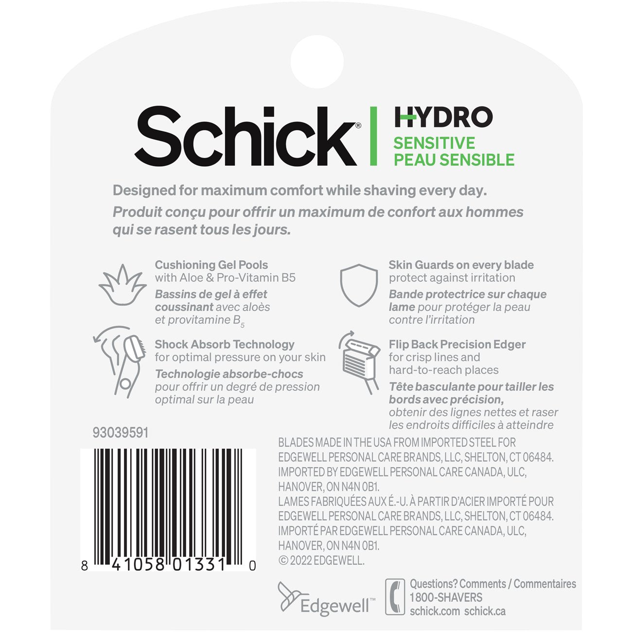 Schick Hydro Sensitive Men's 5 Blade Razor Refills