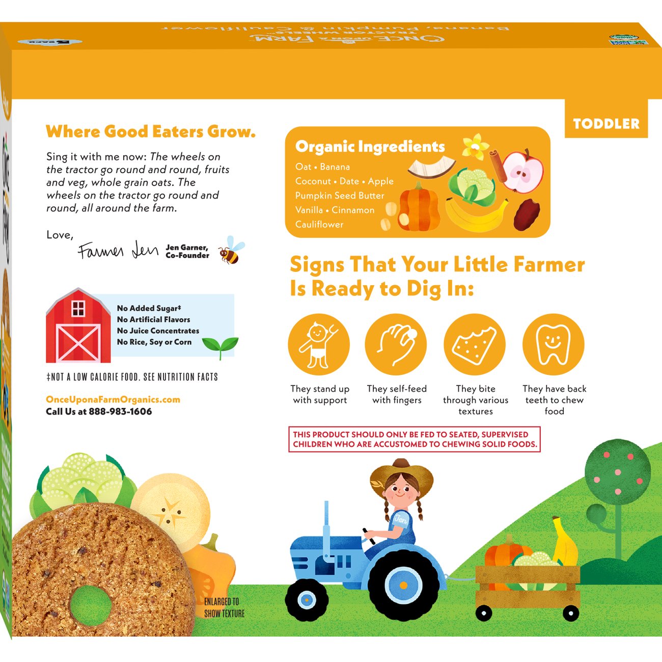Once Upon a Farm Tractor Wheels Organic Toddler Soft-Baked Bar - Banana, Pumpkin & Cauliflower