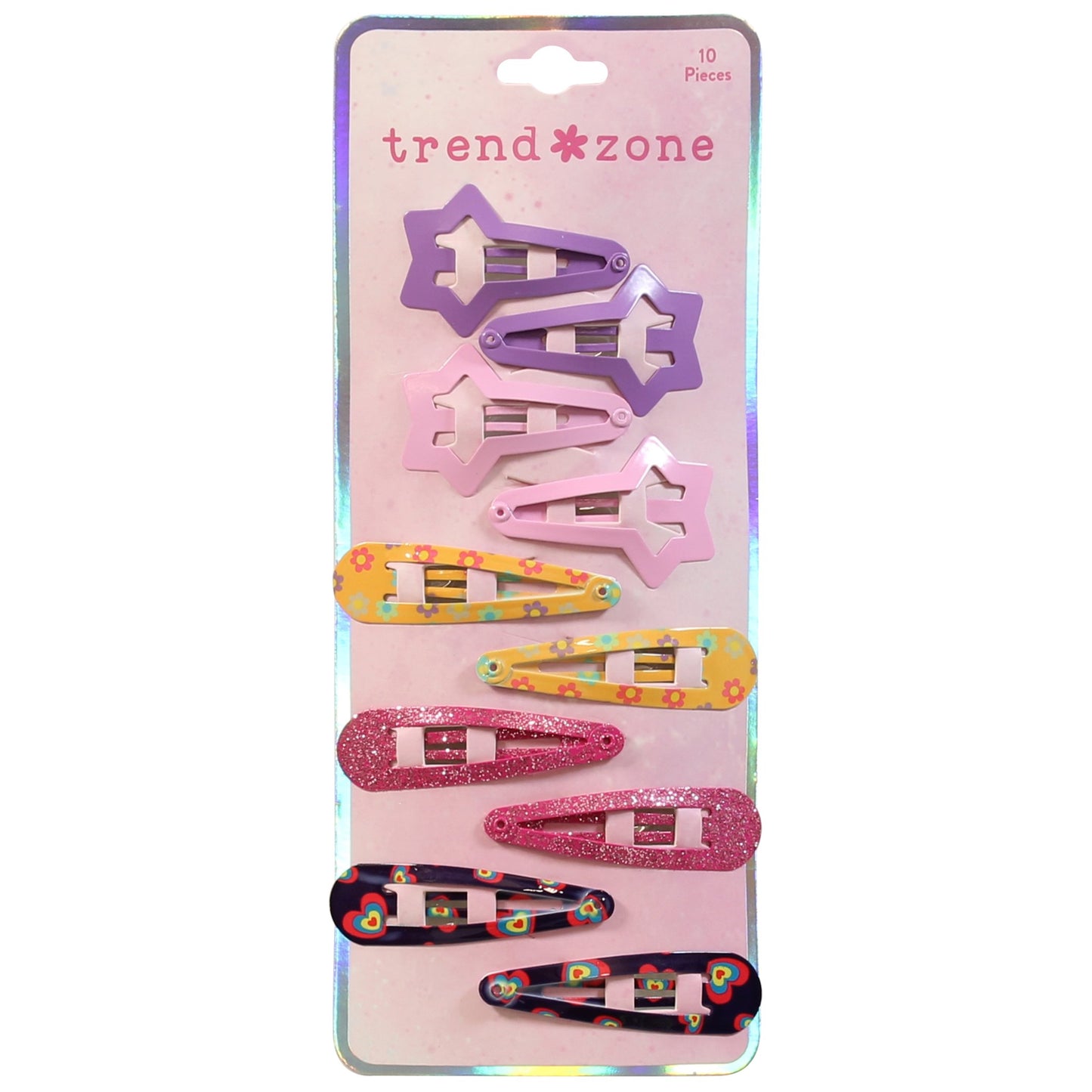 Trend Zone Assorted Shape Print Hair Snap Clips