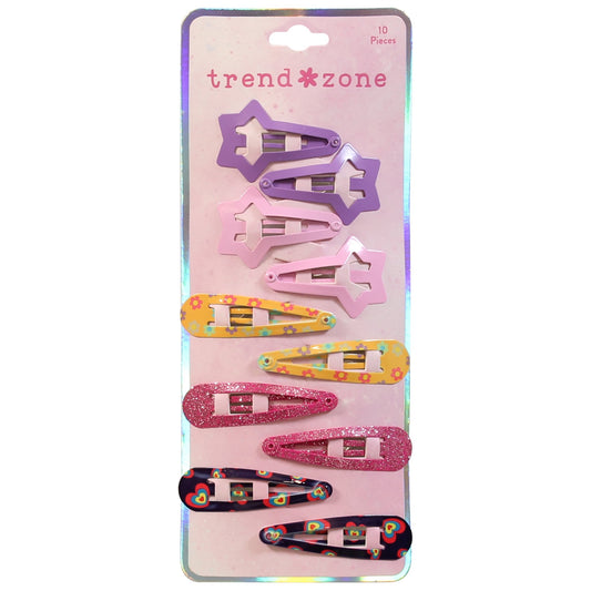 Trend Zone Assorted Shape Print Hair Snap Clips