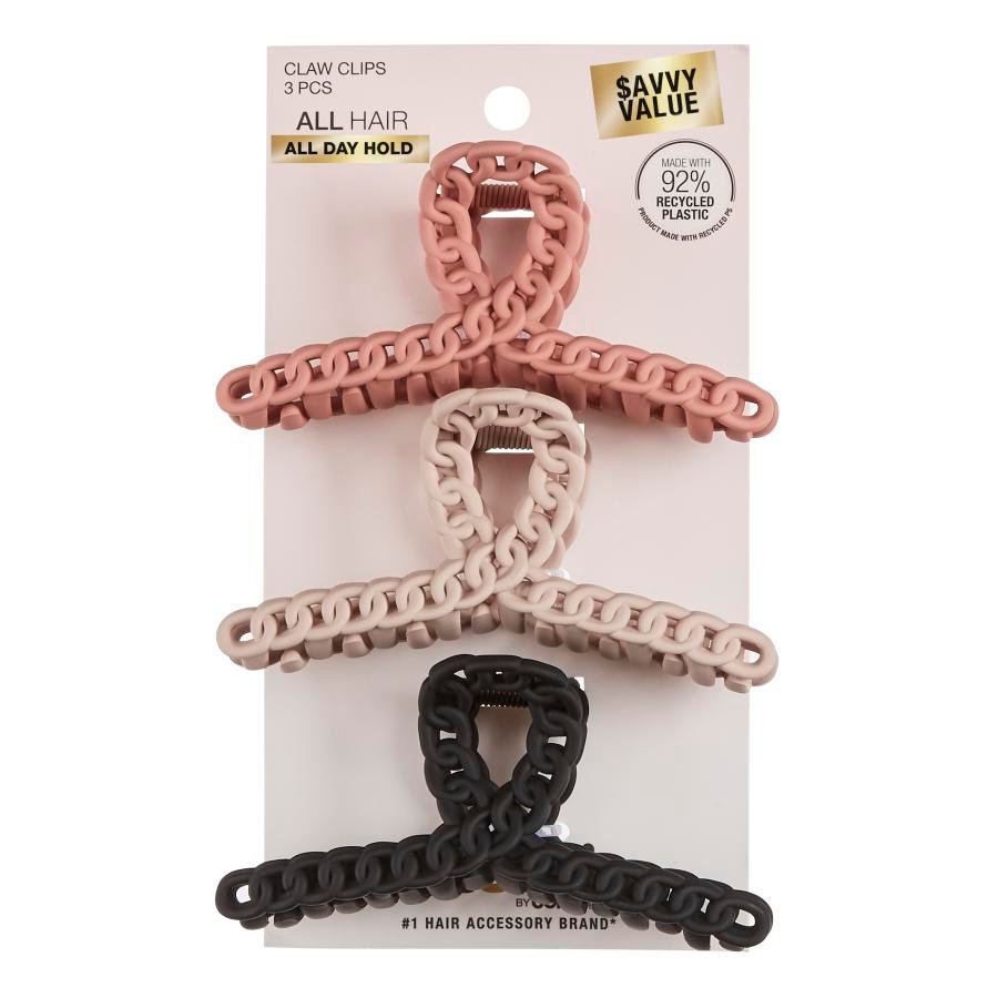 Scunci All Day Hold Chain Loop Claw Hair Clips