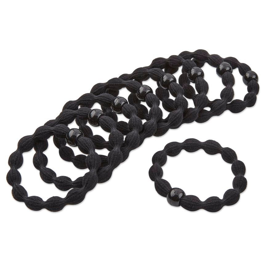 Scunci All Day Hold Bead Elastics Bands for Thick Hair- Black