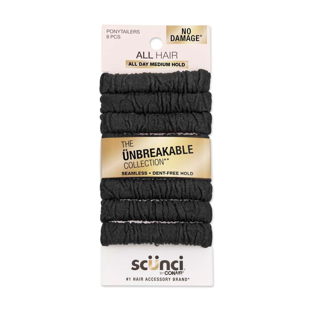 Scunci No Damage Unbreakable Ponytailers - Black