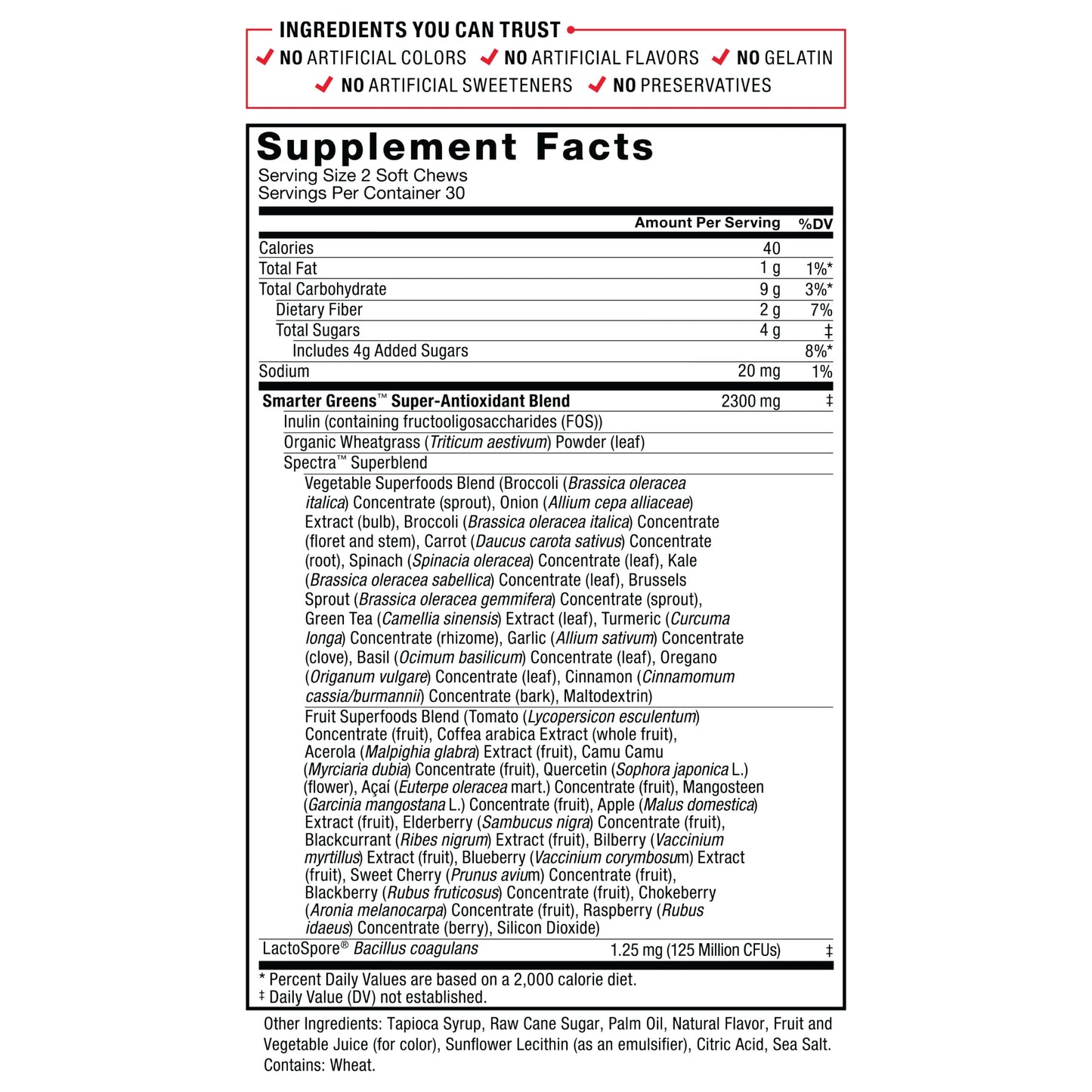 Force Factor Smarter Greens Super Food Soft Chews - Summer Berry