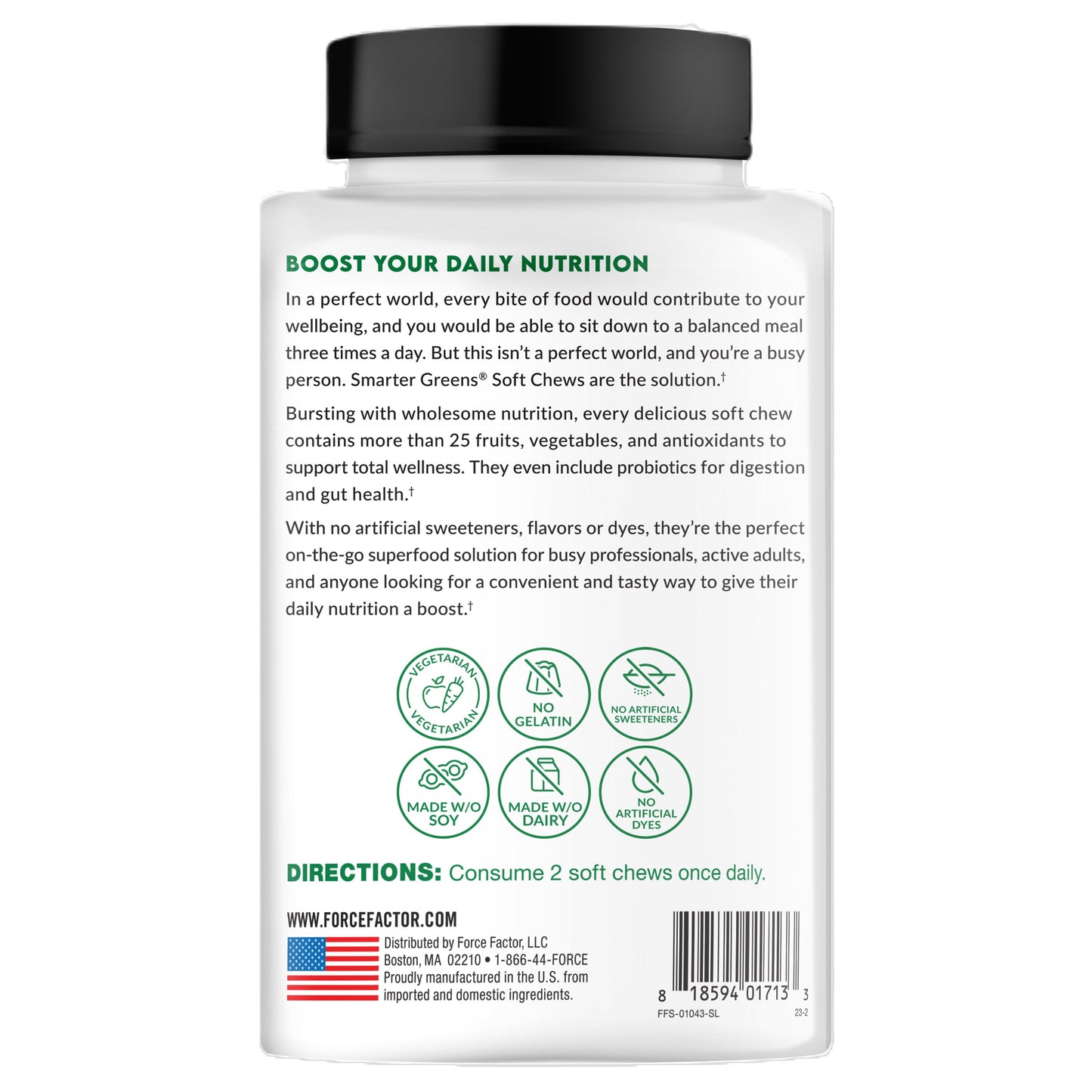 Force Factor Smarter Greens Super Food Soft Chews - Summer Berry