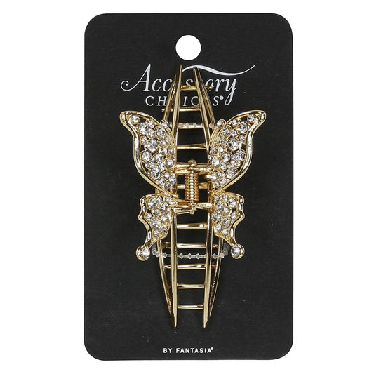 Accessory Choice Metal Butterfly Jeweled Claw Hair Clip - Gold