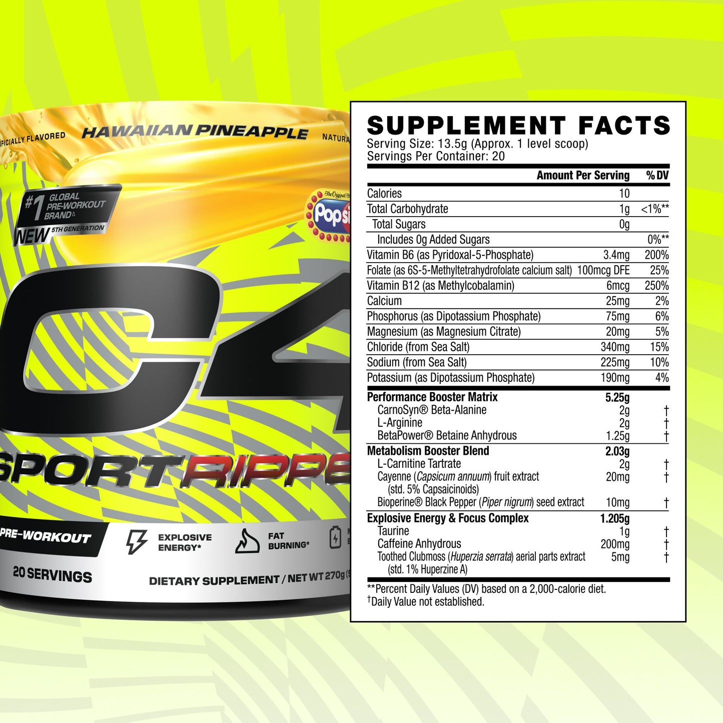 C4 Sport Ripped Pre-Workout - Hawaiian Pineapple