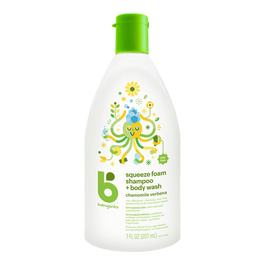 Babyganics Squeeze Foam Shampoo + Body Wash - Chamomile Verbena