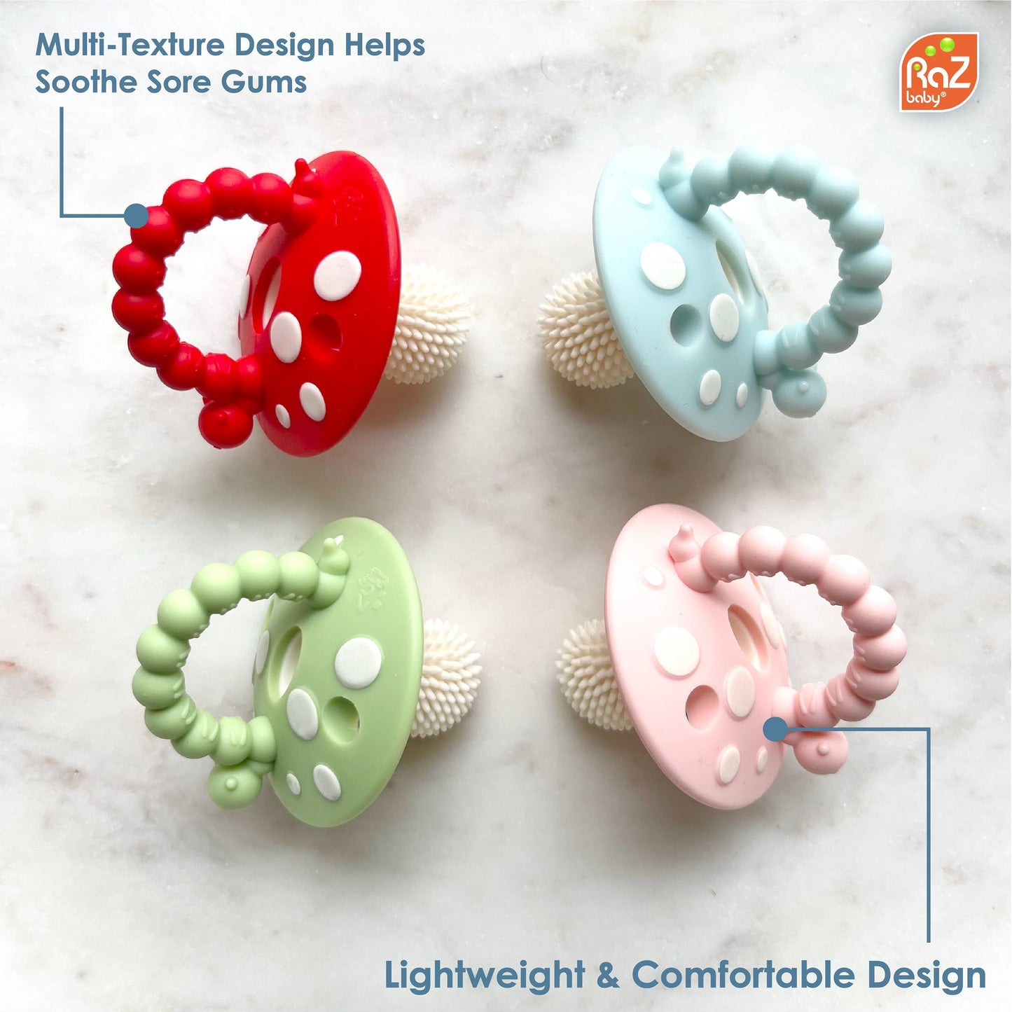 Razbaby Chompy Teether Mushrooms