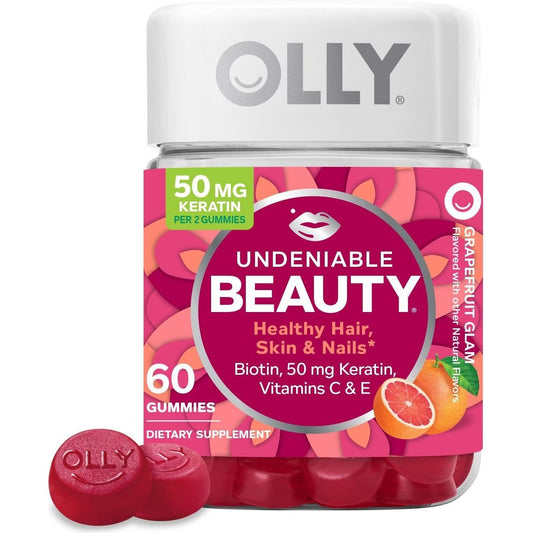 OLLY Undeniable Beauty Healthy Hair, Skin & Nails Biotin & 50 mg Keratin Gummies - Grapefruit