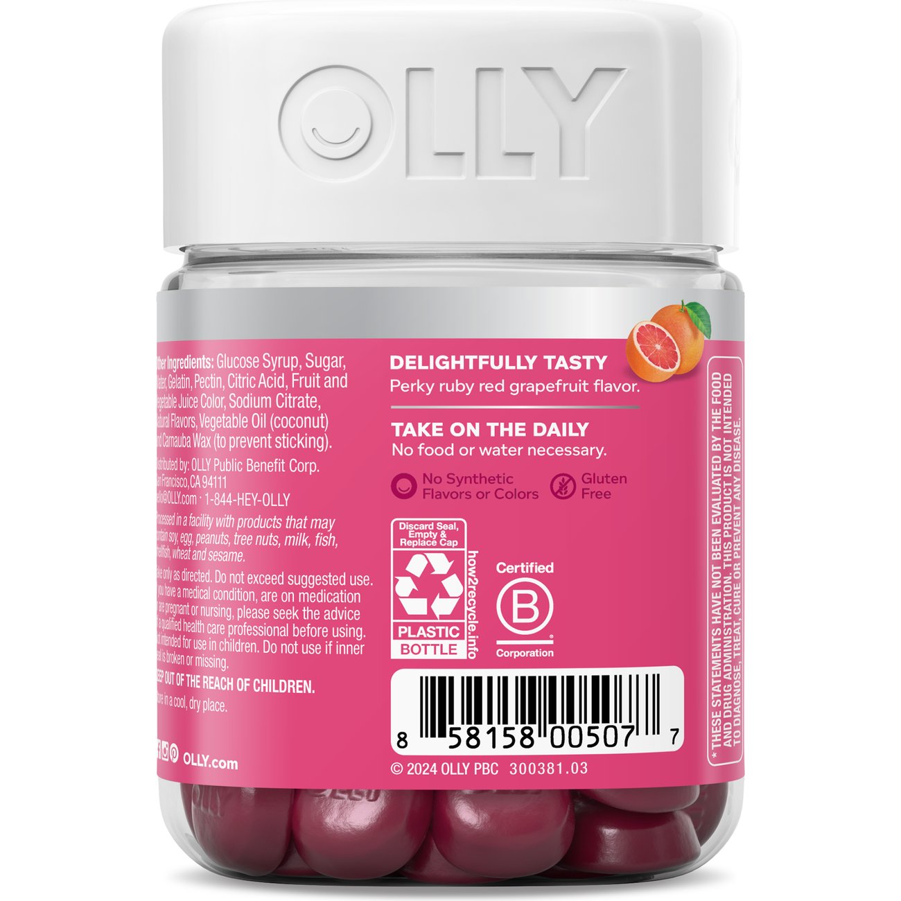 OLLY Undeniable Beauty Healthy Hair, Skin & Nails Biotin & 50 mg Keratin Gummies - Grapefruit