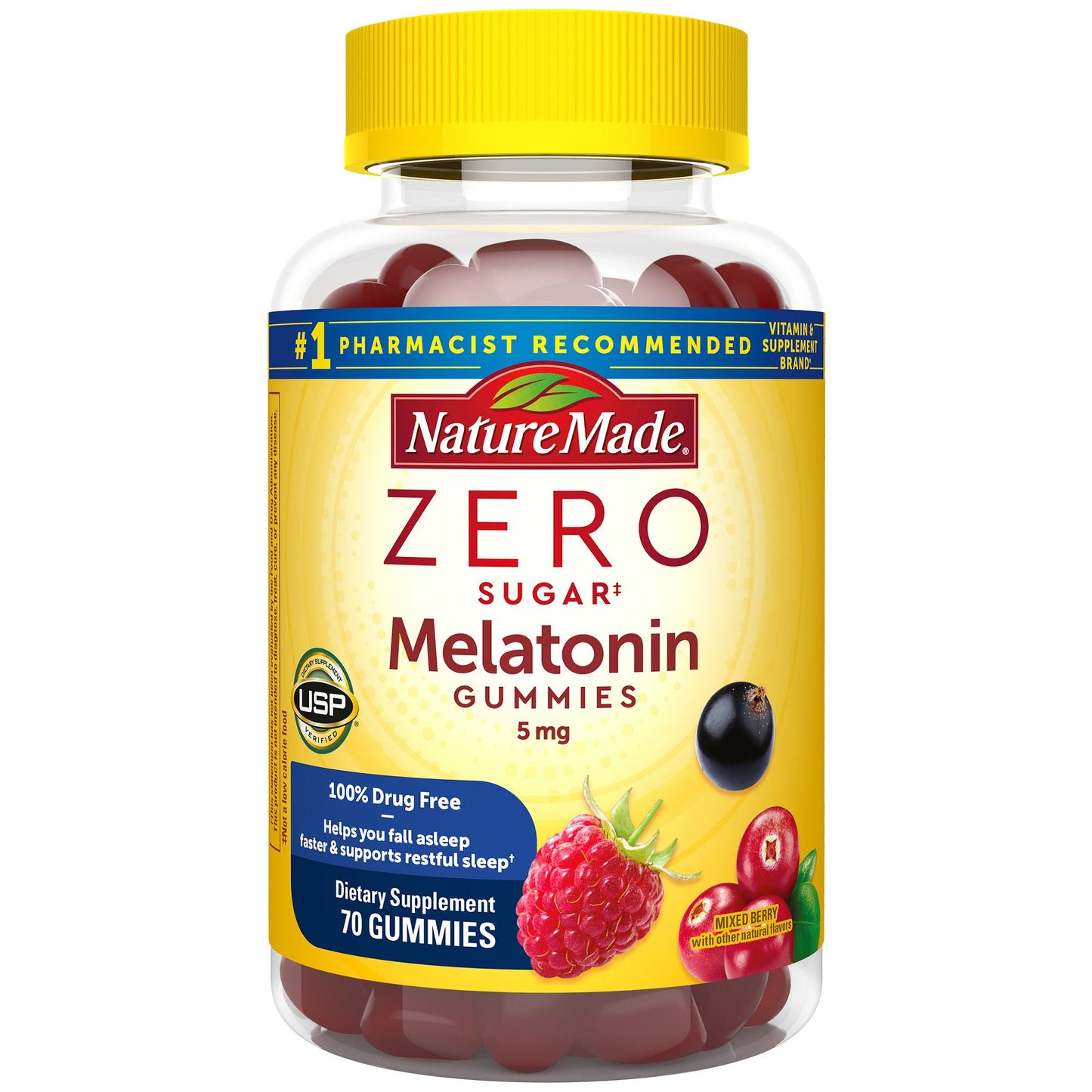 Nature Made Zero Sugar Melatonin Gummies - Mixed Berry