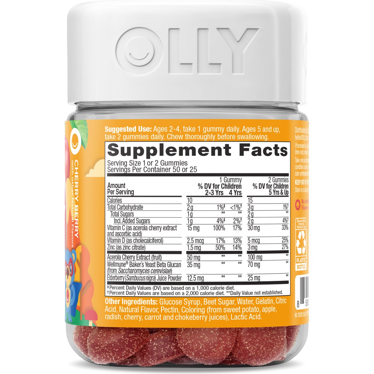 OLLY Kids Elderberry Immunity Gummies - Cherry Berry