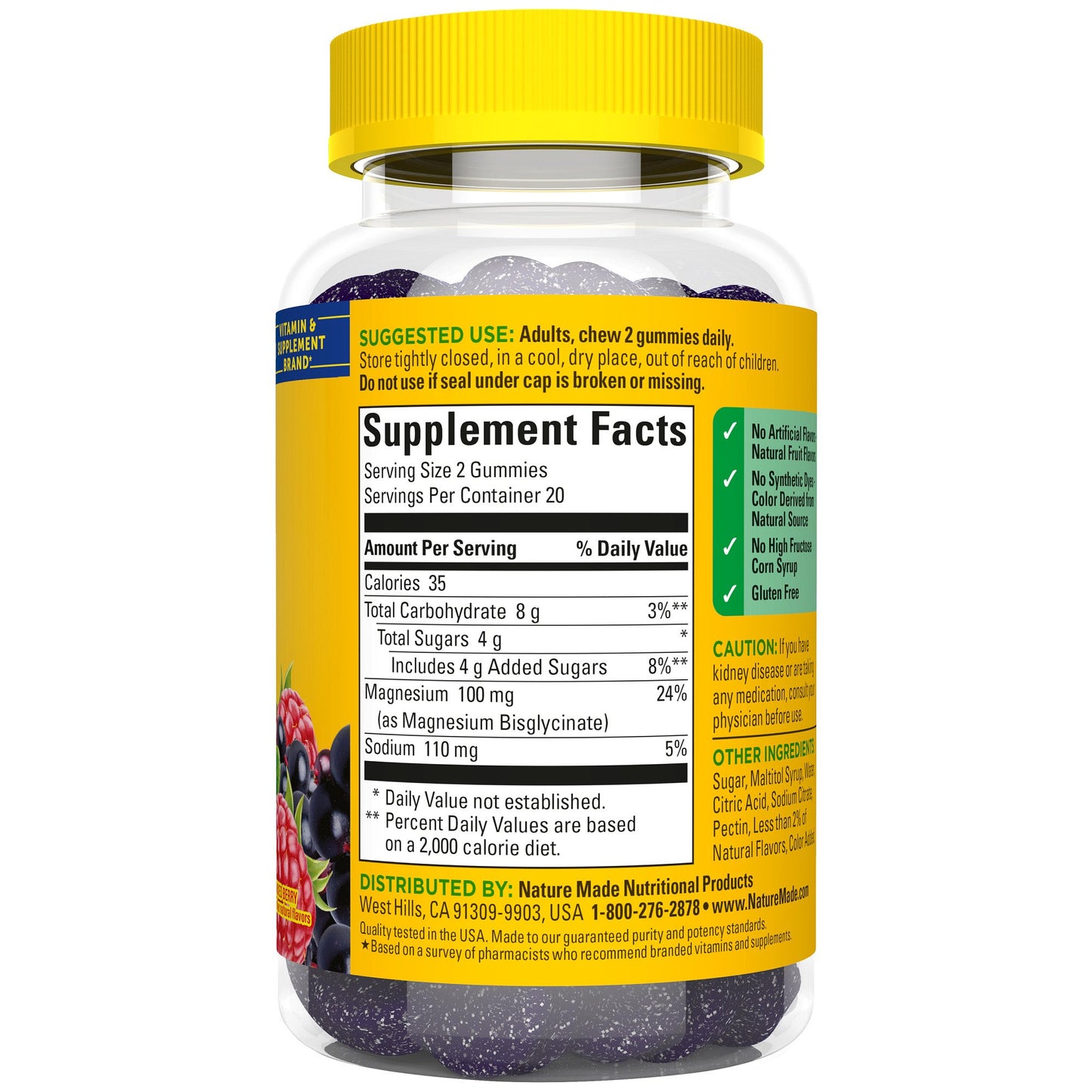 Nature Made High Absorption Magnesium Glycinate Gummies - Mixed Berry