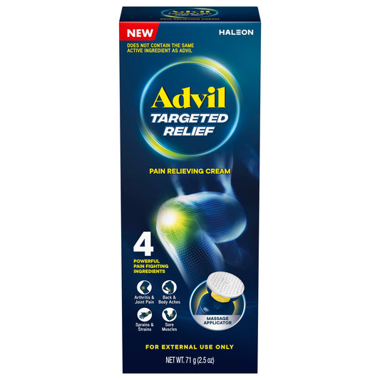 Advil Targeted Relief Pain Relieving Cream with Massage Applicator, Up to 8 Hours of Powerful Relief of Minor Arthritis Pain, Joint Pain, Lower Back Pain and Muscle Pain