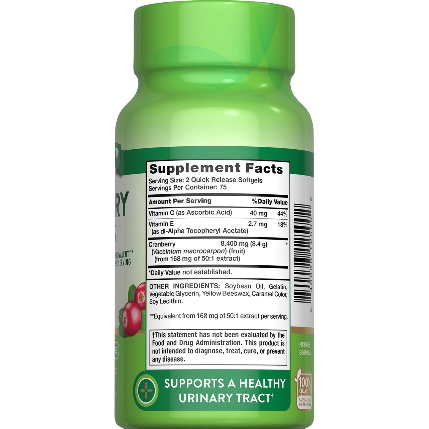 Nature's Truth Cranberry Plus Vitamin C 8400 mg Quick Release Softgels