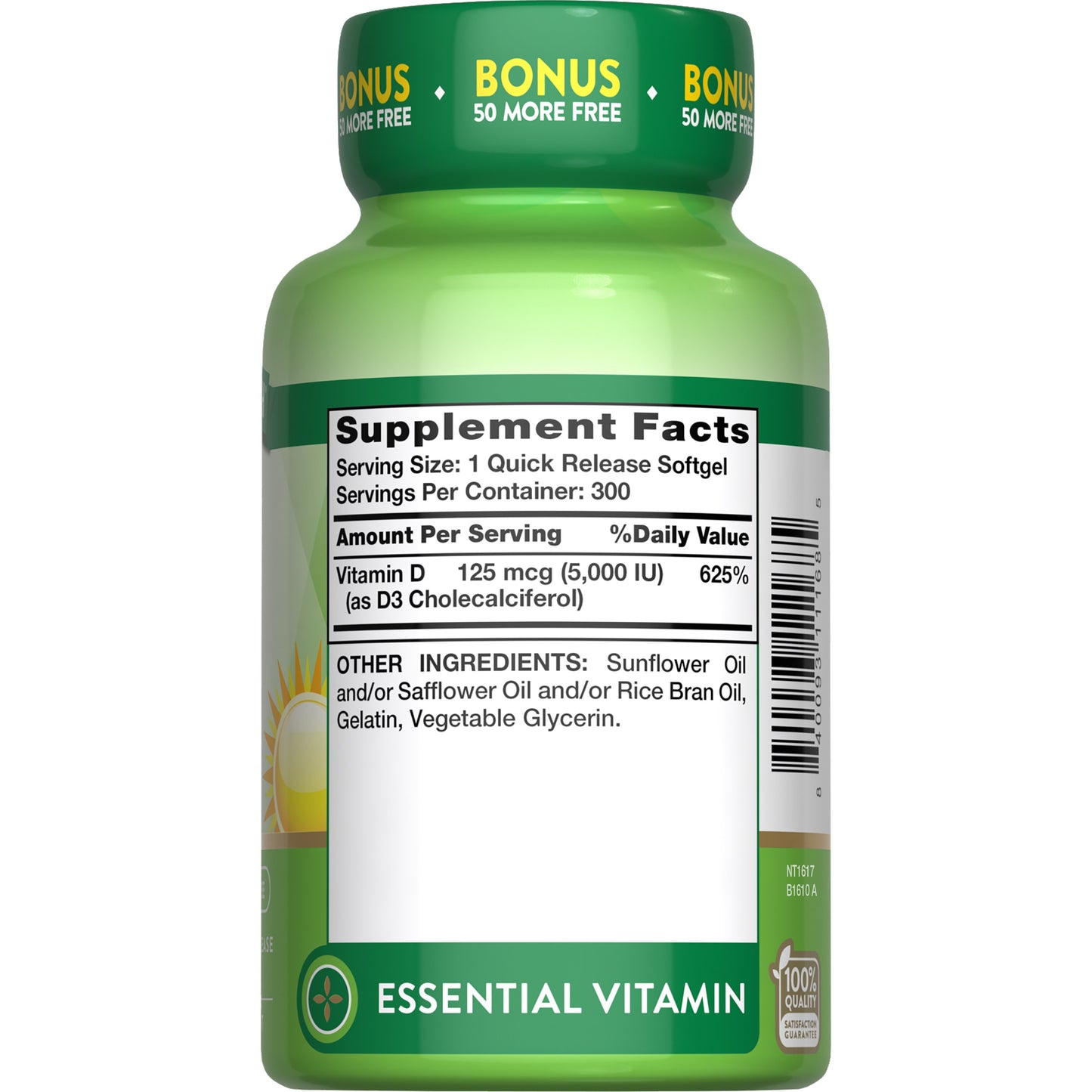 Nature's Truth High Potency D3 5000 IU 125 mcg Quick Release Softgels