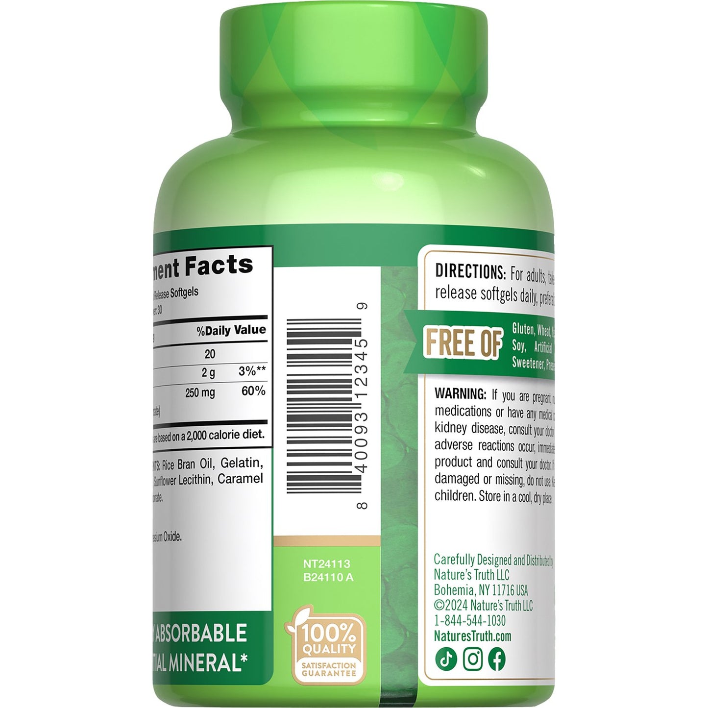 Nature's Truth Magnesium Citrate 250mg Quick-Release Softgels