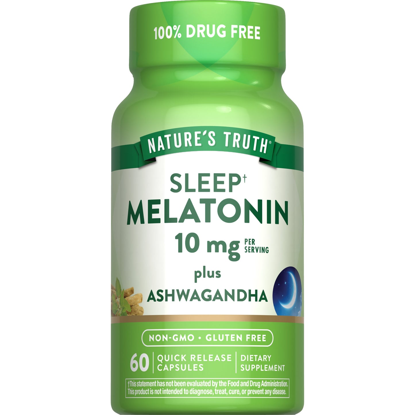Nature's Truth Sleep Melatonin + Ashwagandha 10mg Quick-Release Capsules