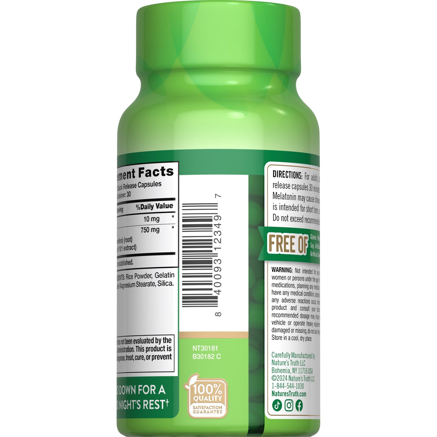 Nature's Truth Sleep Melatonin + Ashwagandha 10mg Quick-Release Capsules