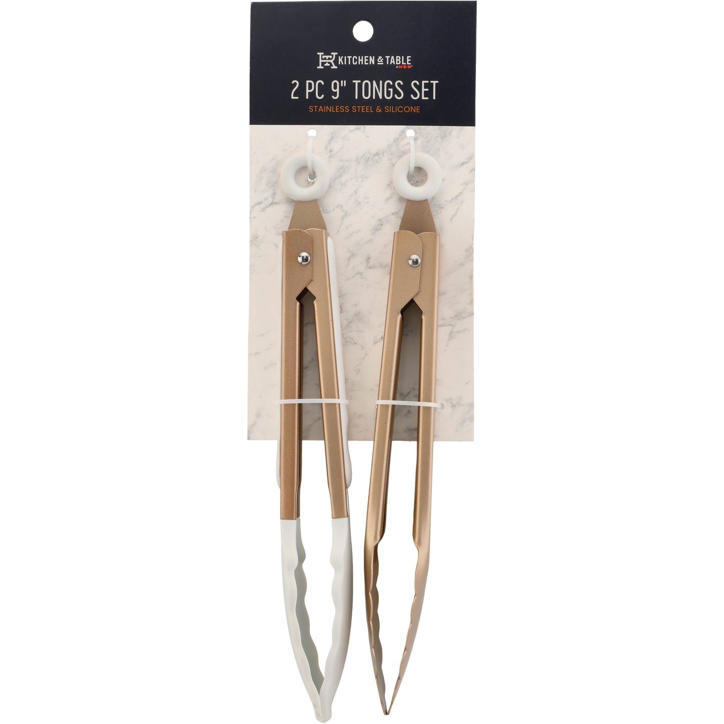 Kitchen & Table by H-E-B Stainless Steel & Silicone Tongs Set - Gold, 9''