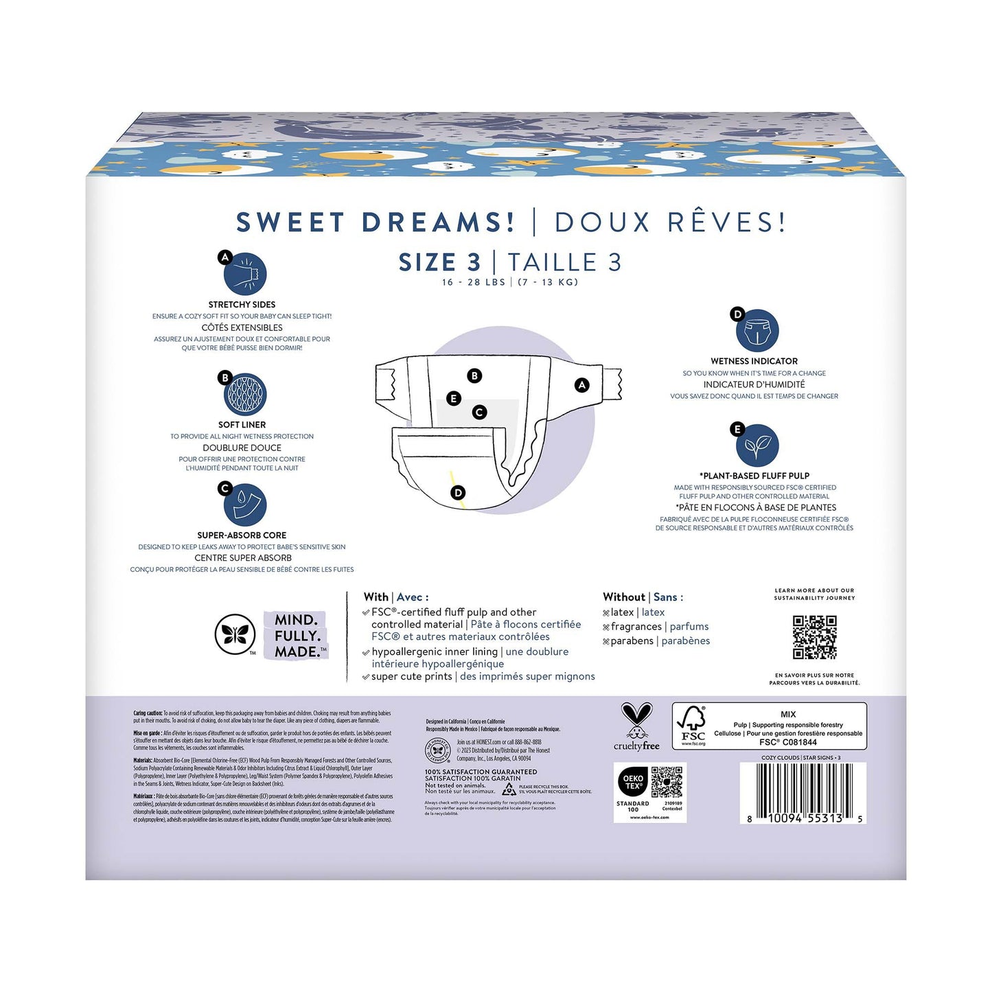 The Honest Company Clean Conscious Diapers Overnight Club Box - Size 3, 2 Print Pack