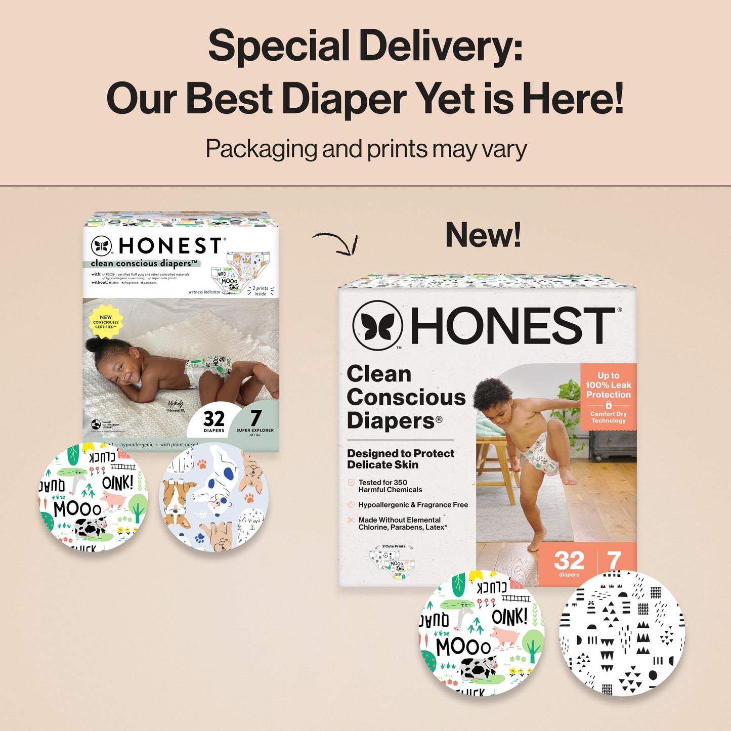 The Honest Company Clean Conscious Diapers Value Pack - Size 7, Barnyard Print