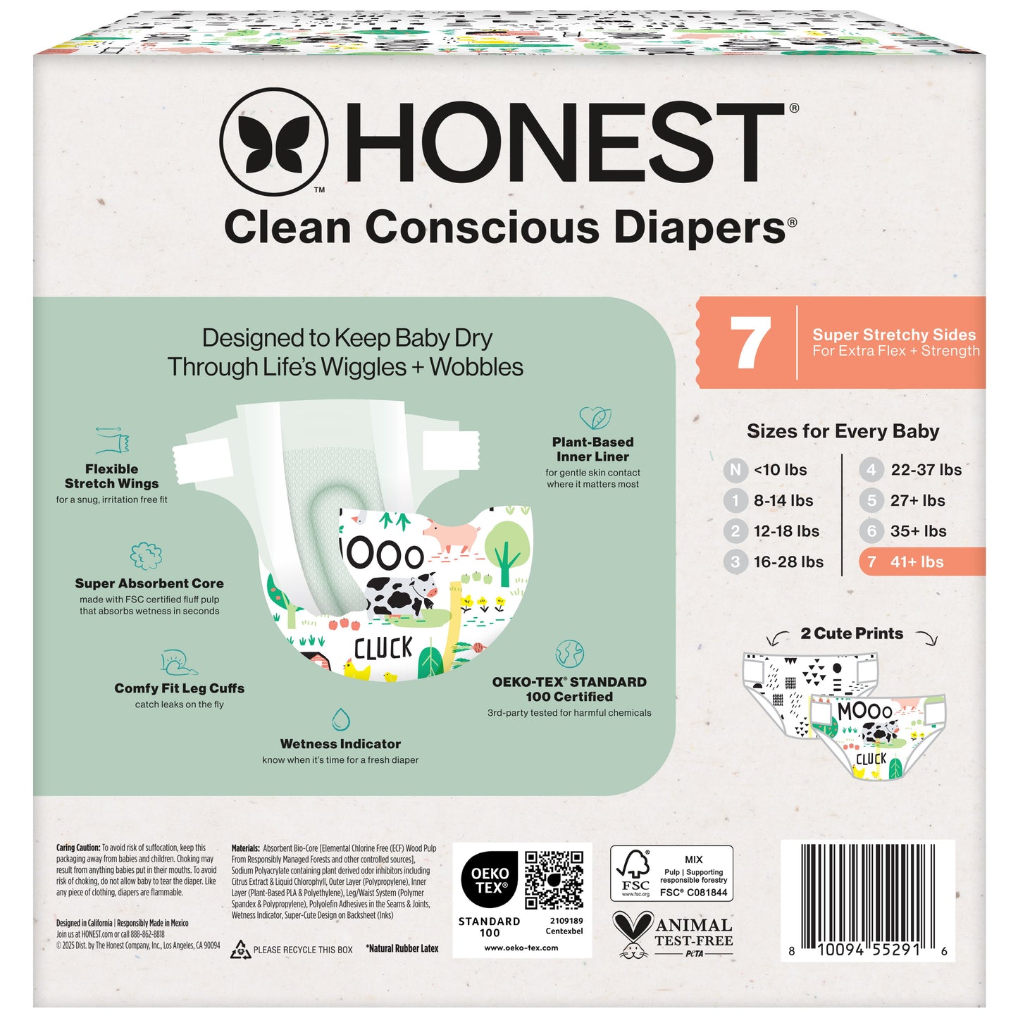 The Honest Company Clean Conscious Diapers Value Pack - Size 7, Barnyard Print
