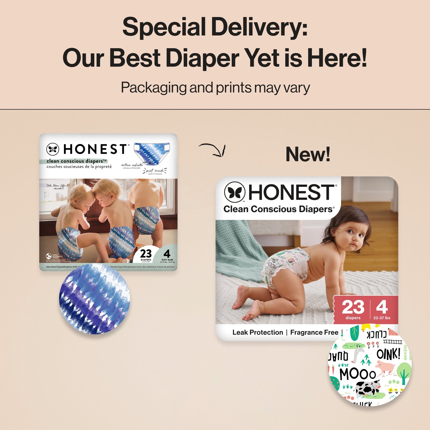The Honest Company Clean Conscious Diapers Jumbo Pack - Size 4, Tie Dye Print