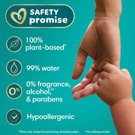 Pampers Free & Gentle Plant Based Baby Wipes 4 pk