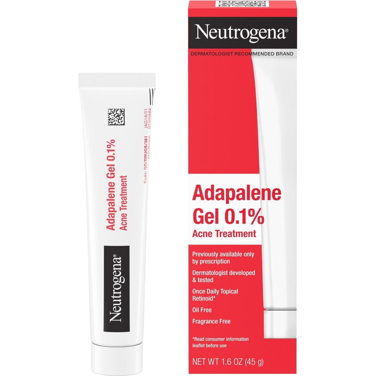 Neutrogena Adapalene Gel Acne Treatment with 0.1% Adapalene