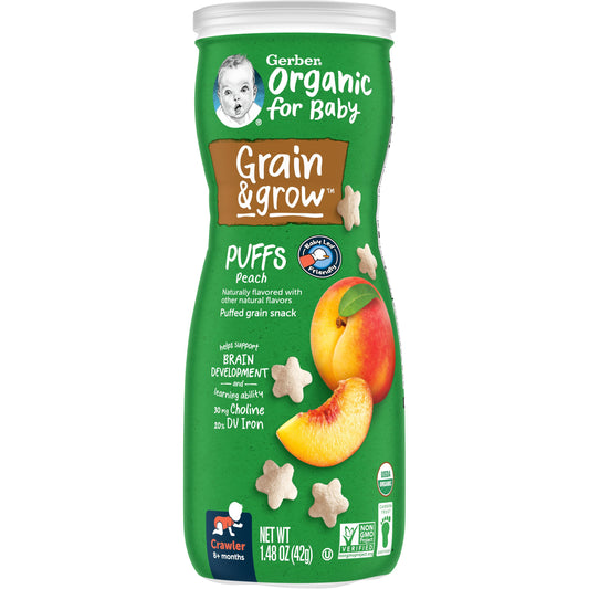 Gerber Organic for Baby Grain & Grow Puffs - Peach
