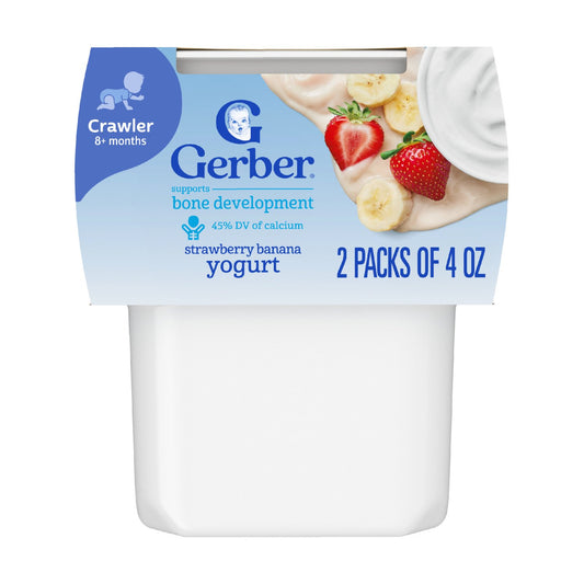 Gerber Stage 2 Baby Food Yogurt - Strawberry Banana, 4 oz Tubs