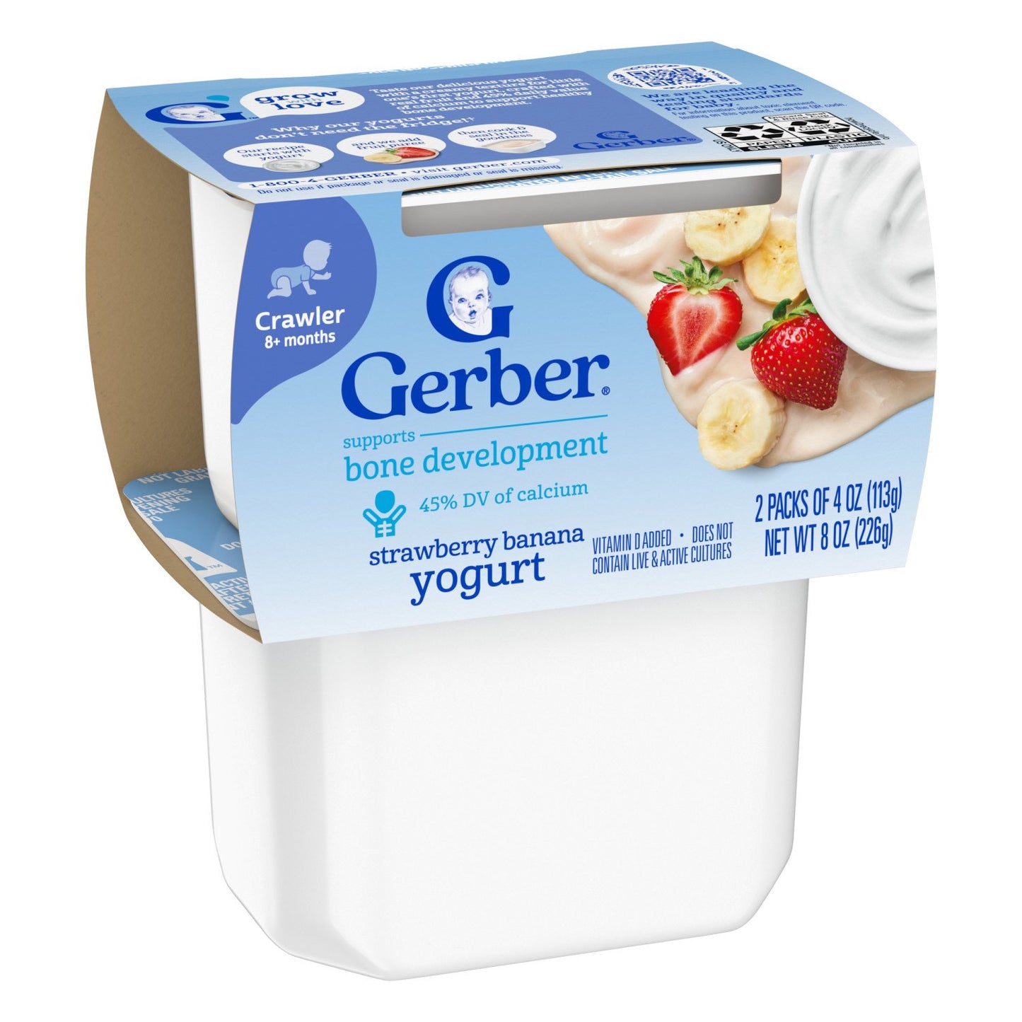 Gerber Stage 2 Baby Food Yogurt - Strawberry Banana, 4 oz Tubs