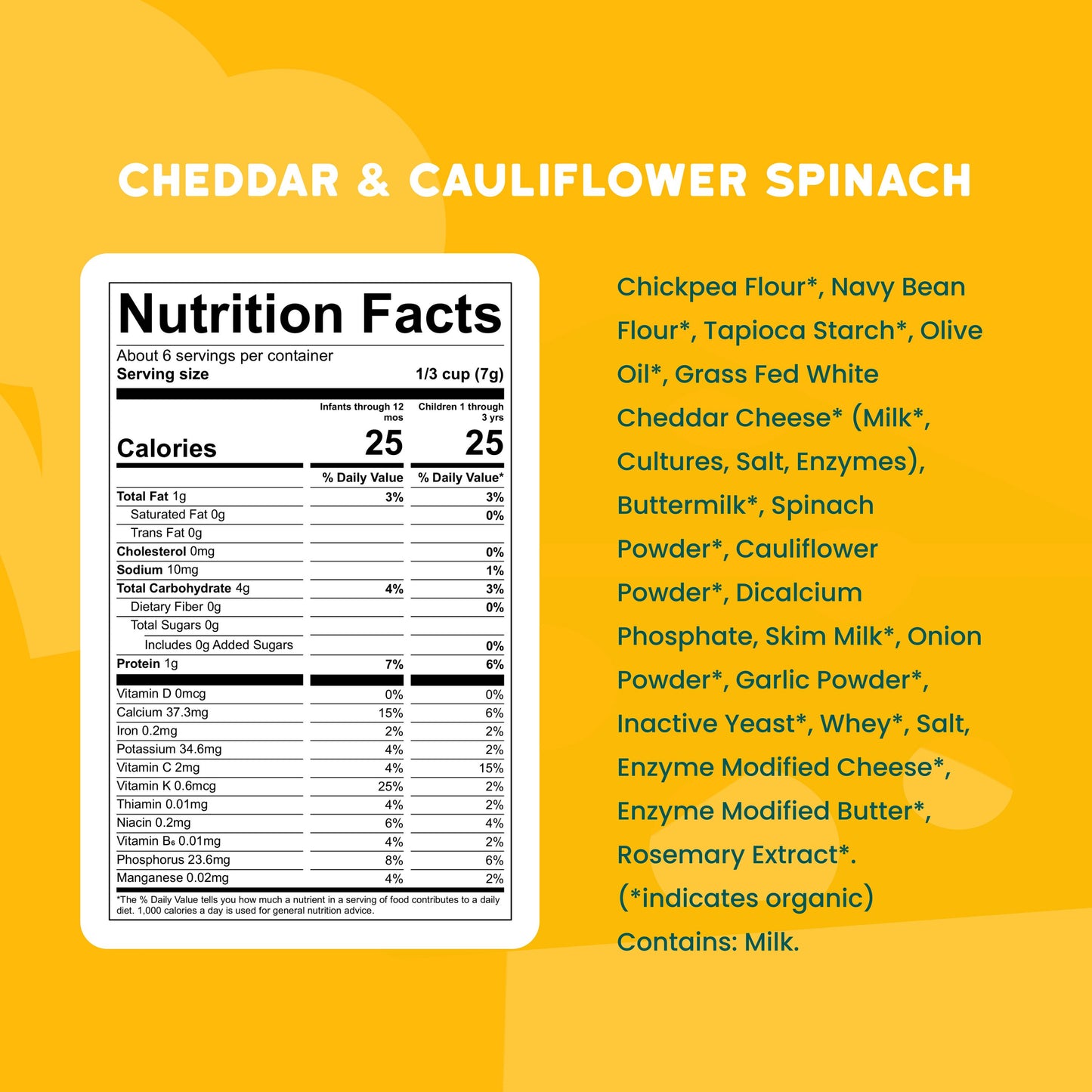 Serenity Kids Cheddar & Cauliflower Spinach Grain Free Puffs