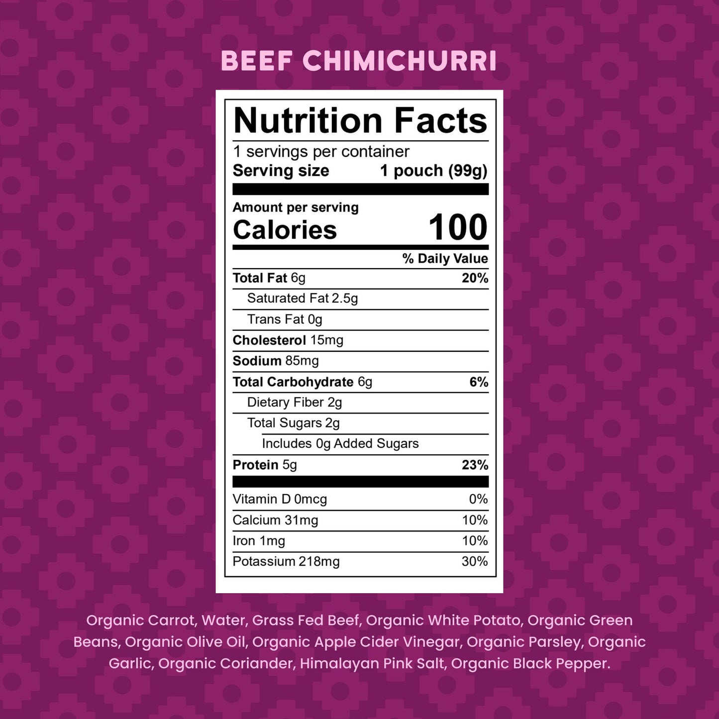 Serenity Kids Baby Food Pouch - Grass Fed Beef Chimichurri