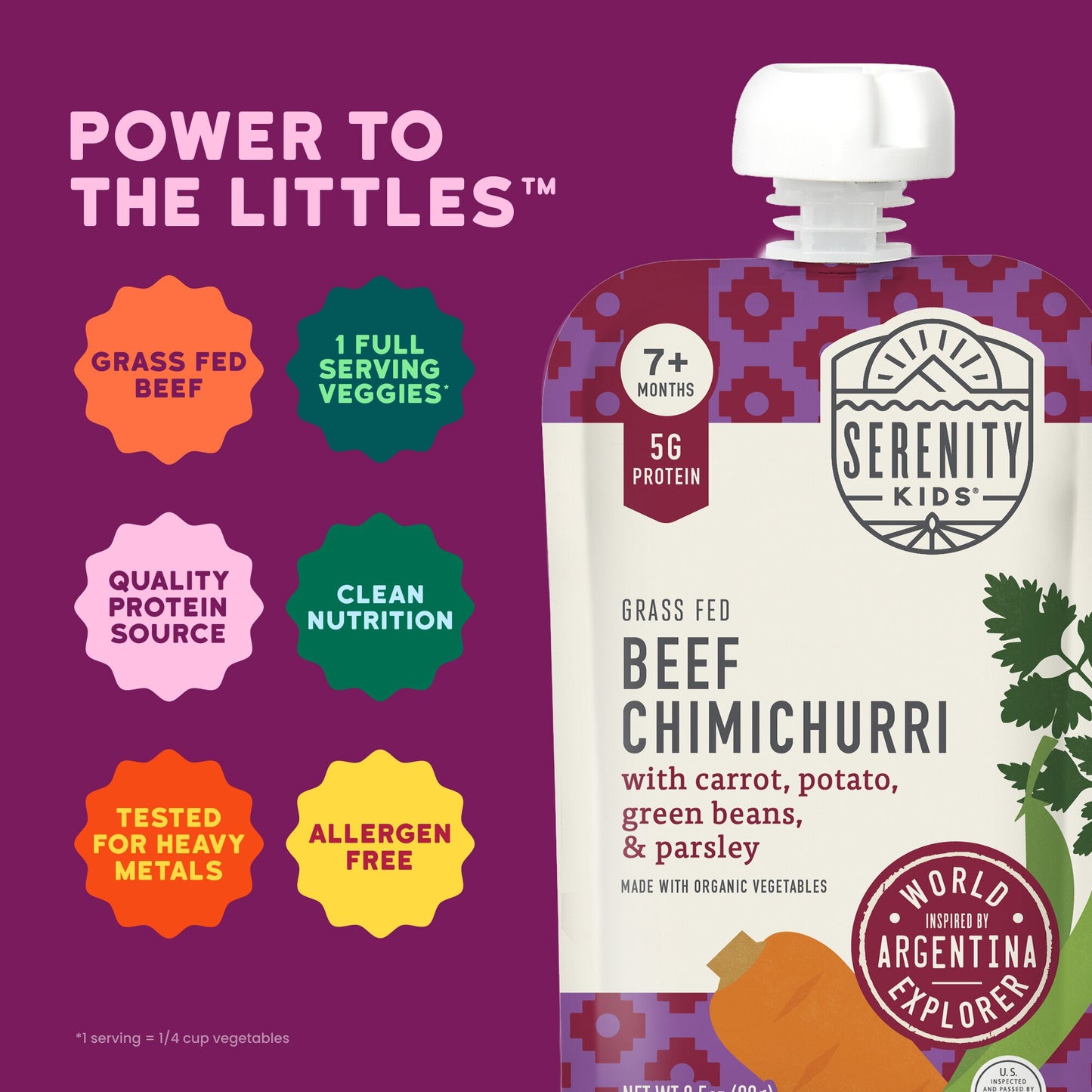 Serenity Kids Baby Food Pouch - Grass Fed Beef Chimichurri
