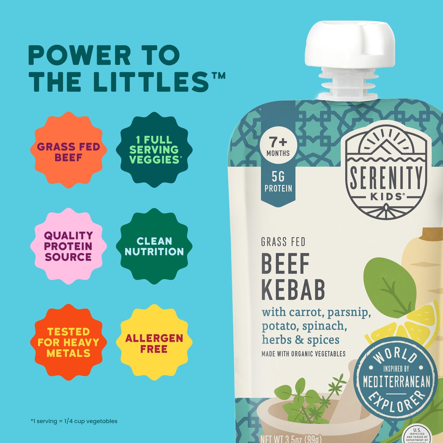 Serenity Kids Baby Food Pouch - Grass Fed Beef Kebab