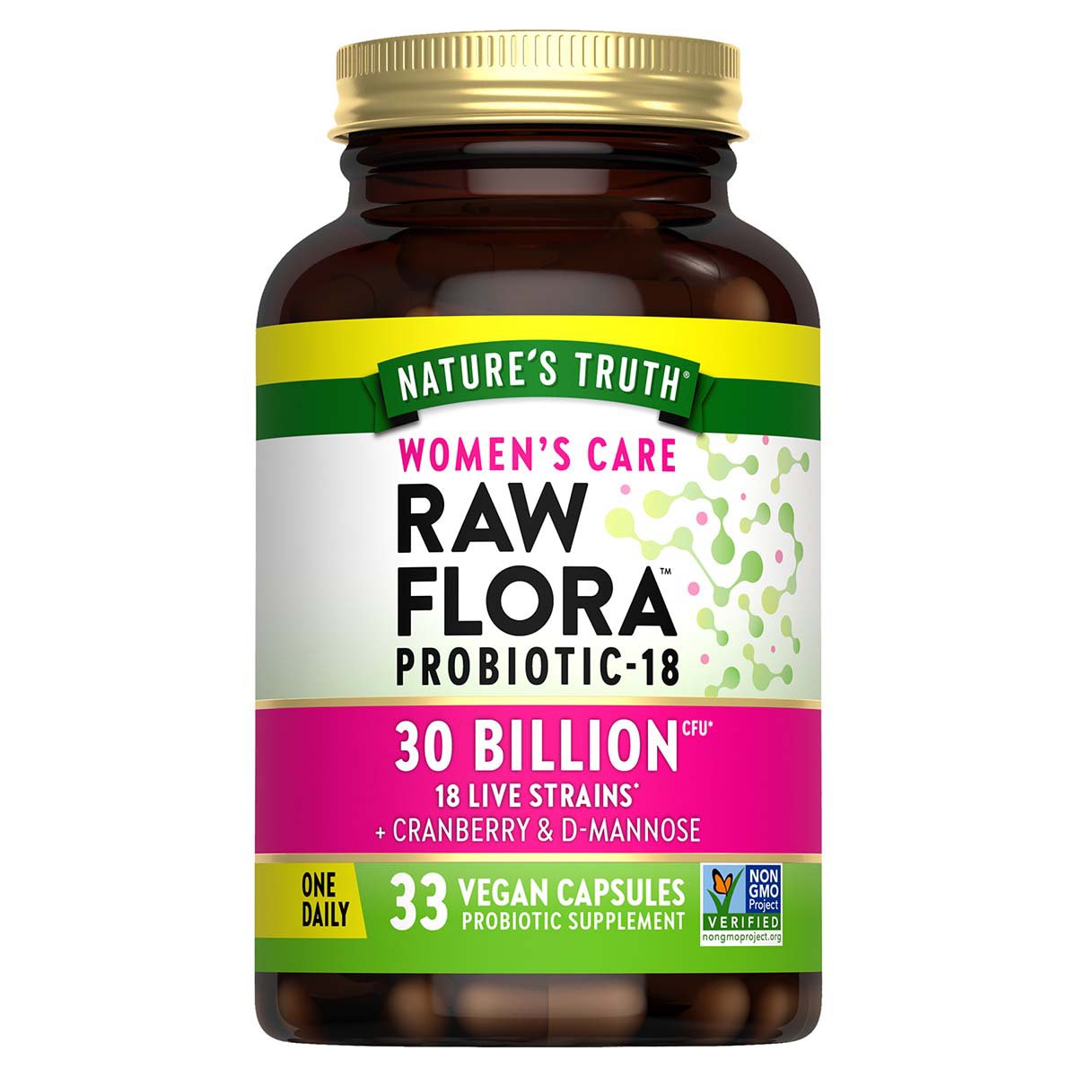 Nature's Truth Women's Care Raw Flora Probiotic-18 Vegan Capsules