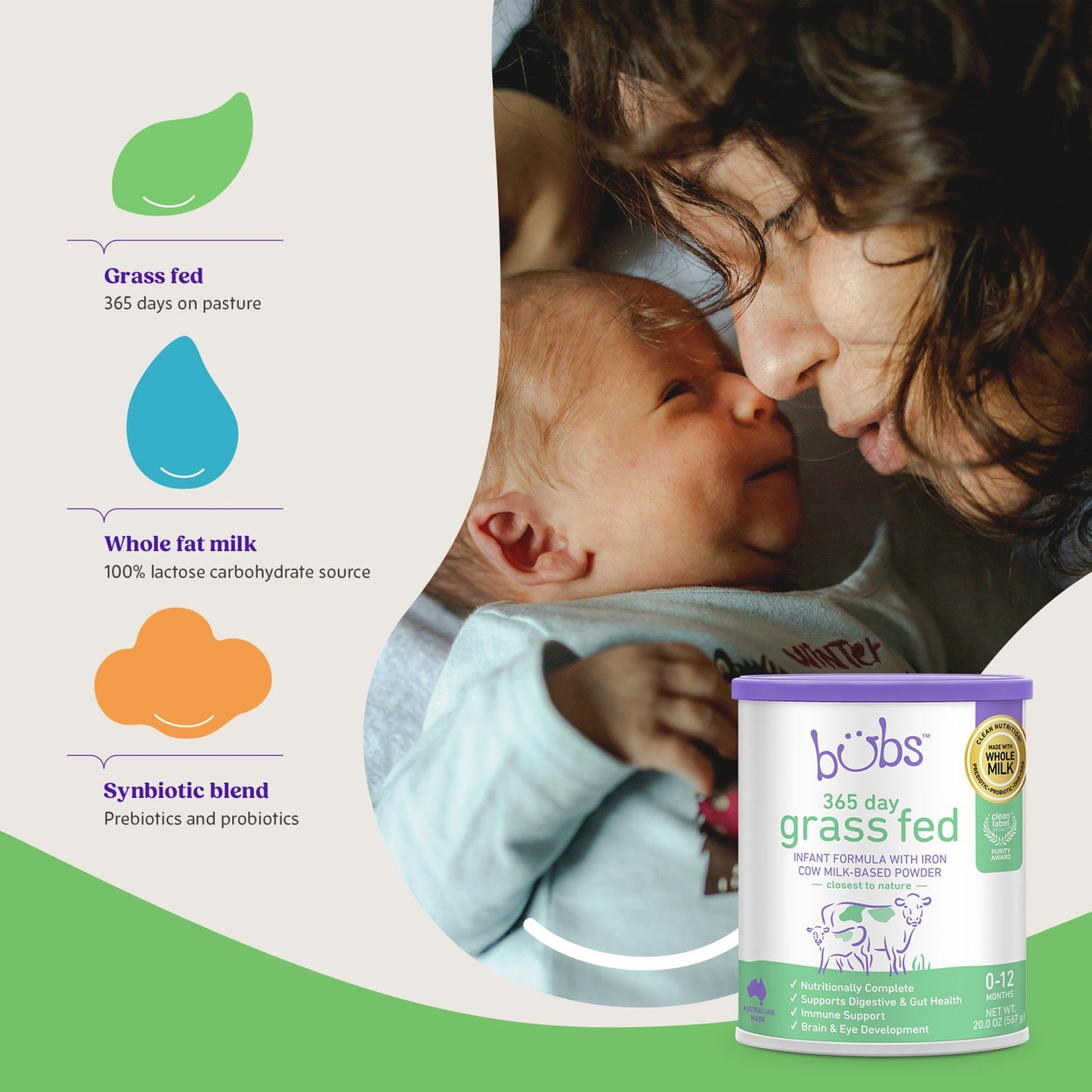 Bubs 365 Day Grass Fed Cow Milk- Based Infant Formula